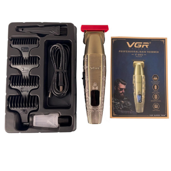 Триммер V-265, 4 насадки, 1600mAh, 8000 RPM, LED display