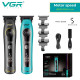 Триммер VGR V-299 BLACK - BLUE, 4 насадки, 9000RPM, 2000 mAh, 5 уровней скорости, LED display