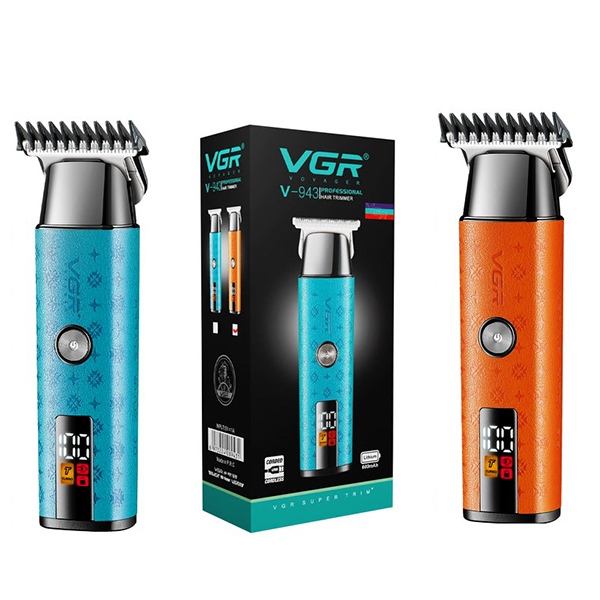 Триммер VGR V-943 BLUE - ORANGE, 3 насадки, LED-дисплей