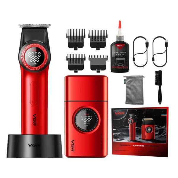 Комплект VGR 2 в 1 V-977&V-377 RED тример та шейвер