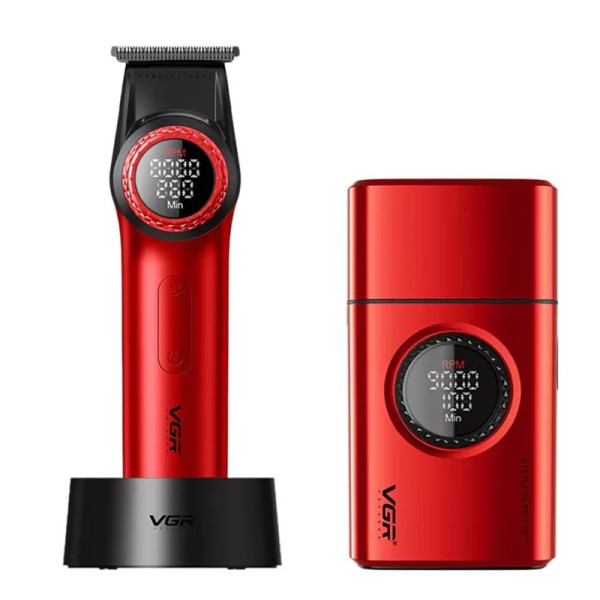 Комплект VGR 2 в 1 V-977&V-377 RED тример та шейвер