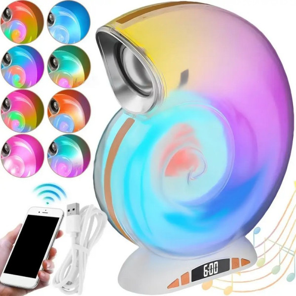 Бездротова Bluetooth колонка/нічник з годинником, будильником і RGB підсвічуванням Light Sound Machine N70