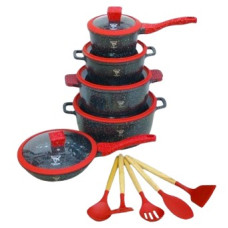 Набор кастрюль Top Kitchen ТК00050L черный с красными крышками, 10 предметов