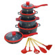 Набор кастрюль Top Kitchen ТК00050L черный с красными крышками, 10 предметов