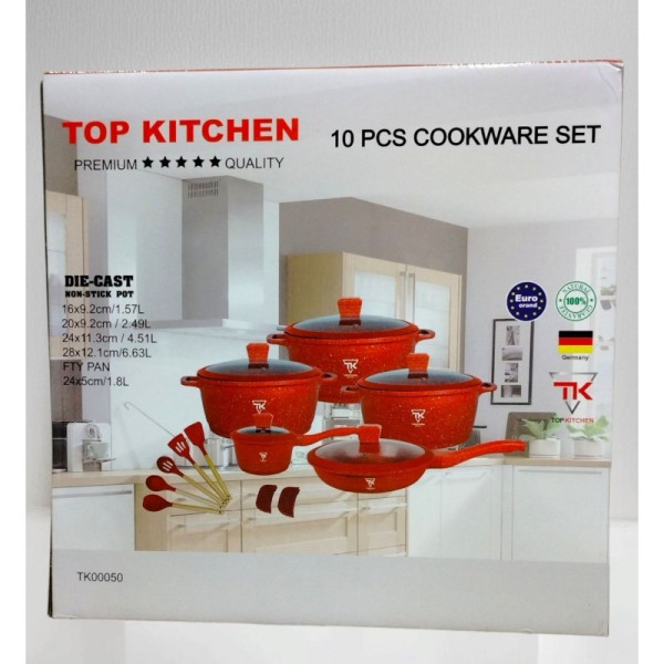 Набор кастрюль Top Kitchen ТК00050L Красный, черный 10 предметов
