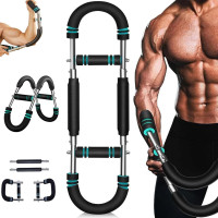 Портативный тренажер для плеч/груди/трицепсов Twister Arm Trainer, 40-100lb регулируемая силовая твистер-штанга, обновленный 6в1 домашний тренажерный зал с антискользящим покрытием