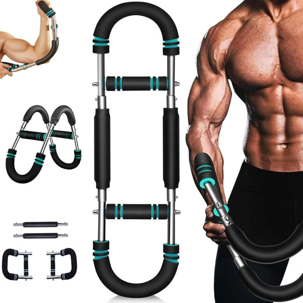 Портативный тренажер для плеч/груди/трицепсов Twister Arm Trainer, 40-100lb регулируемая силовая твистер-штанга, обновленный 6в1 домашний тренажерный зал с антискользящим покрытием