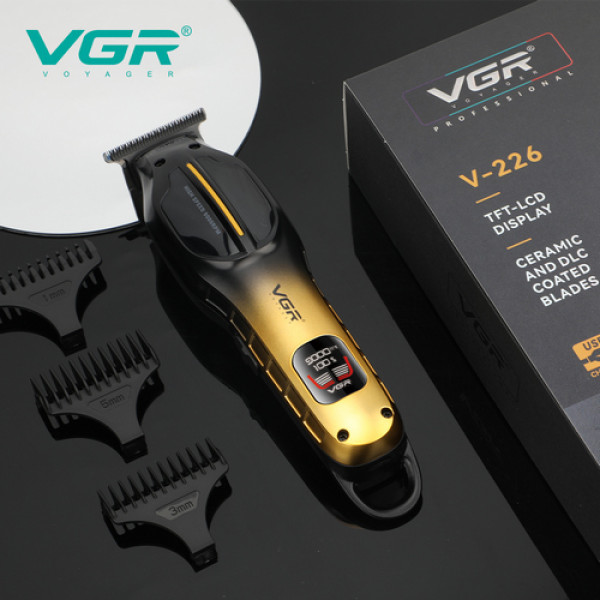 Триммер VGR V-226 GOLD, 9000 RPM, 3 насадки, LED display