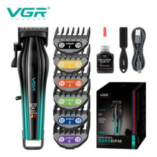 Аккумуляторная машинка для стрижки (clipper) VGRV-273 GREEN, 6 насадок, 8000 RPM, 3000 mAh, LED display