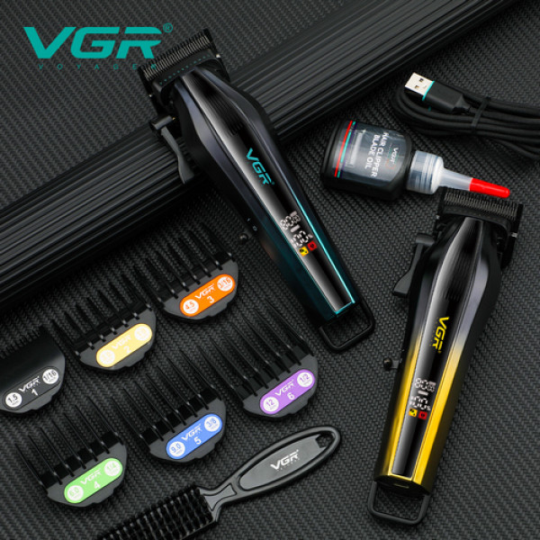 Аккумуляторная машинка для стрижки (clipper) VGRV-273 GREEN, 6 насадок, 8000 RPM, 3000 mAh, LED display