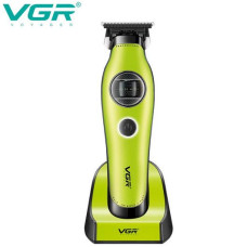 Триммер VGR V-880T GREEN, EXTERNAL ROTOR MOTOR, MIM BLADE, 4 насадки, док-станция