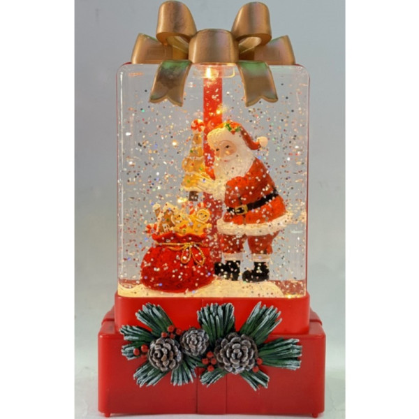 Новогодний ночник "Подарок" с эффектом снежного вихря и LED подсветкой XMAS WDL-25010A