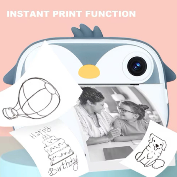 Детский фотоаппарат с термопечатью M05 GREY PENGUIN