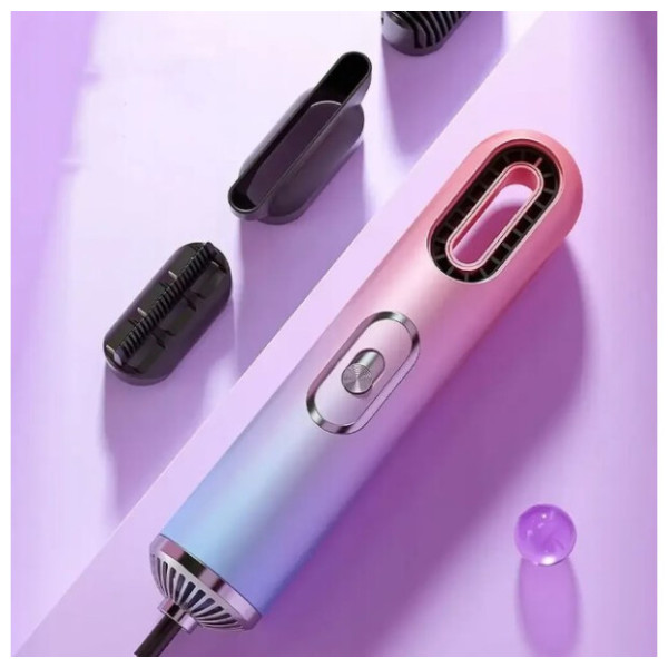Фен-щётка для укладки волос с насадками ионный дорожный компактный HAIR DRYER M4 