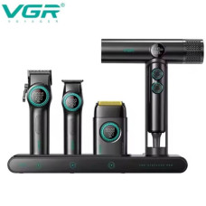 Профессиональный комплект VGR STEPLERSS PRO 4 IN 1 BLACK, машинка для стрижки (Clipper), триммер, электробритва, фен