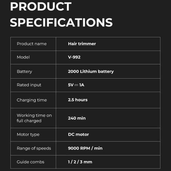 Комплект VGR 2 в 1 V-270&V-992 GOLD, машинка для стрижки та тример