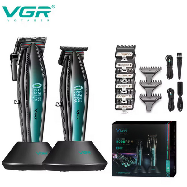 Комплект VGR 2 в 1 V-270&V-992 GREEN, машинка для стрижки та триммер