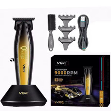 Триммер VGR V-992 GOLD, 9000 RPM, 2000 mAh, 3 насадки, LED display