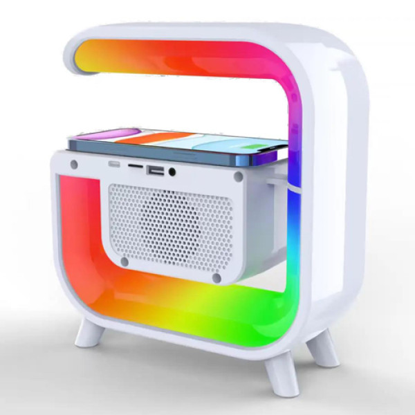 Нічний годинник, бездротова зарядка, Bluetooth колонка Light Sound Machine G30, RGB