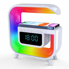 Ночник, часы, беспроводная зарядка, Bluetooth колонка Light Sound Machine G30, RGB 
