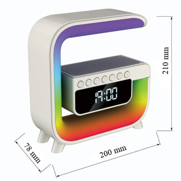 Нічний годинник, бездротова зарядка, Bluetooth колонка Light Sound Machine G30, RGB