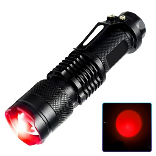 Ліхтар K11-XPE(Red), 1хАА/1x14500, 1 РЕЖИМ, zoom, затискач