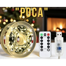 Новогодняя гирлянда на ёлку РОСА нить 100м LED1000 USB ЗЕЛЕНЫЙ ПРОВОД 8 режимов с пультом Теплый белый