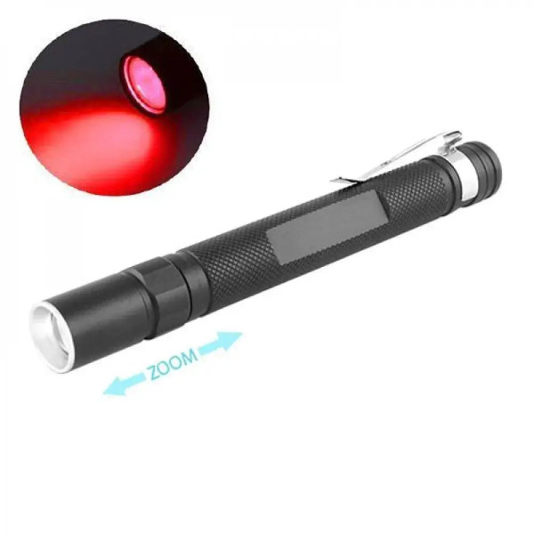 Світлодіодний ліхтар ручний 706-XPE(red) 2хААА 1 режим zoom із затискачем