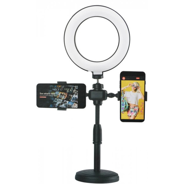 Кільцева Led лампа Ring Light 16 см на круглому штативі з 2 тримачами (40)