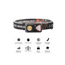 Фонарь налобный W-18-XPG+6SMD white/red Motion Sensor (240)