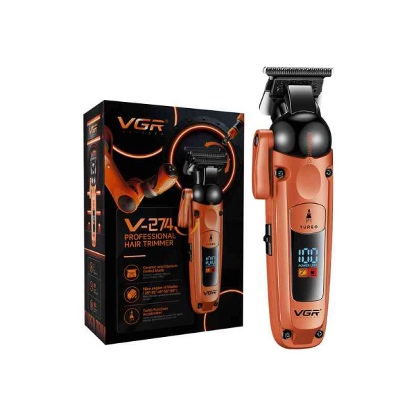 Триммер для волос VGR V-274 Orange с керамико-титановыми лезвиями и функцией турбо 