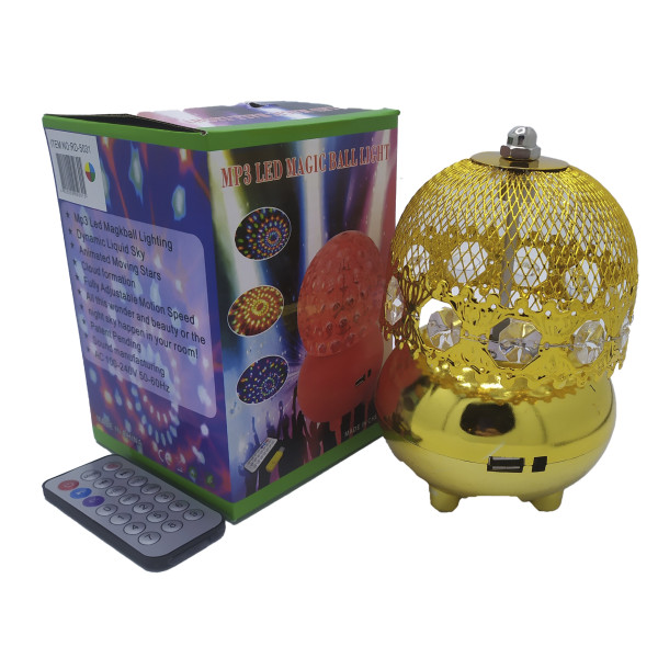 Лампа на поставке шар вращающийся RGB RHD-183 mp3+Мр3+Ду+USB (RD-5031)