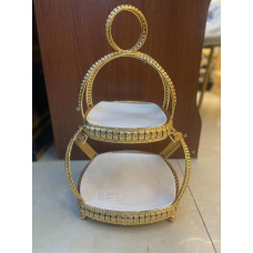 Конфетница-фруктовница 2-ярусная на 2 тарелки из металла и фарфора ROYAL CRAFT WL707-4