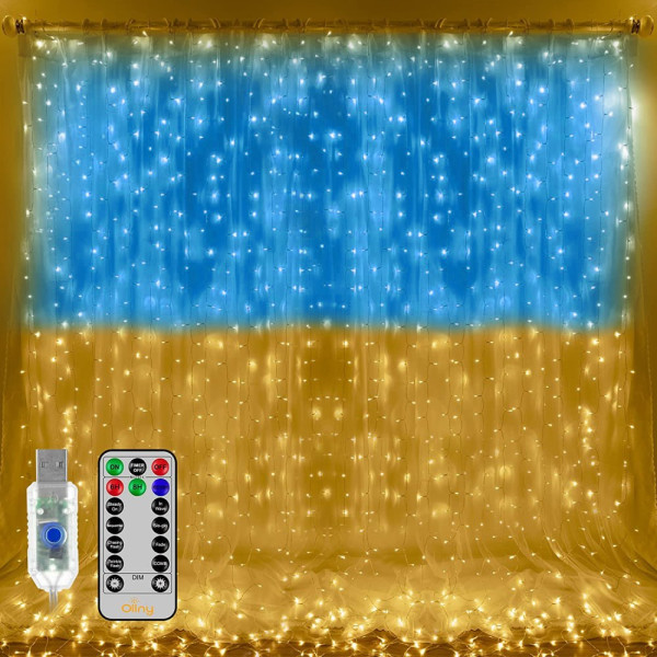 Гирлянда Штора (SFK-09) флаг Украины с пультом USB 2*2 