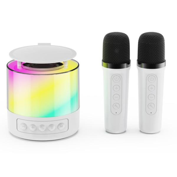 Портативна колонка K19, Bluetooth, LED, 2 мікрофони (Біла)