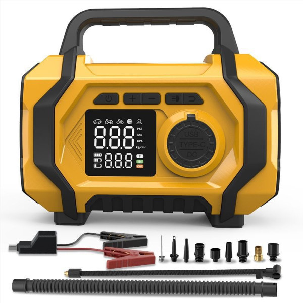 Компрессор портативный (ATJ-201) (Жёлтый, (3-150 PSI, 0.2-10.3 BAR (Type-C 5V, 1A)