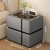 Тумбочка SZXF01Серая, USB, Датчик движения, Трехцветная подсветка, Беспроводная зарядка, Bluetooth аудио, Экокожа Ш50/Г42/В49