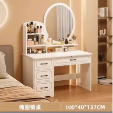 Стол (STL-MD 103) (Белый, макияжный с круглым LED зеркалом) (100см) 