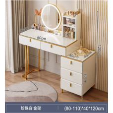 Стол (STL-MD 106) (Белый, макияжный с круглым  LED зеркалом и  тумбой) (В120/Ш120/Г40) 