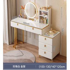Стол (STL-MD 107) (Белый, макияжный с круглым LED зеркалом и тумбой) (В120/Ш140/Г40)