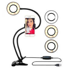 Кільцева LED лампа (ніжка з прищіпкою) (1 крепл.тел.) (USB) (9см) (40)