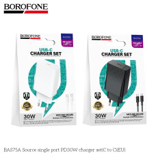 Сетевое Зарядное Устройство Borofone BAS75A 1USB-C PD/QC 30W+Type-C to Type-C Белый