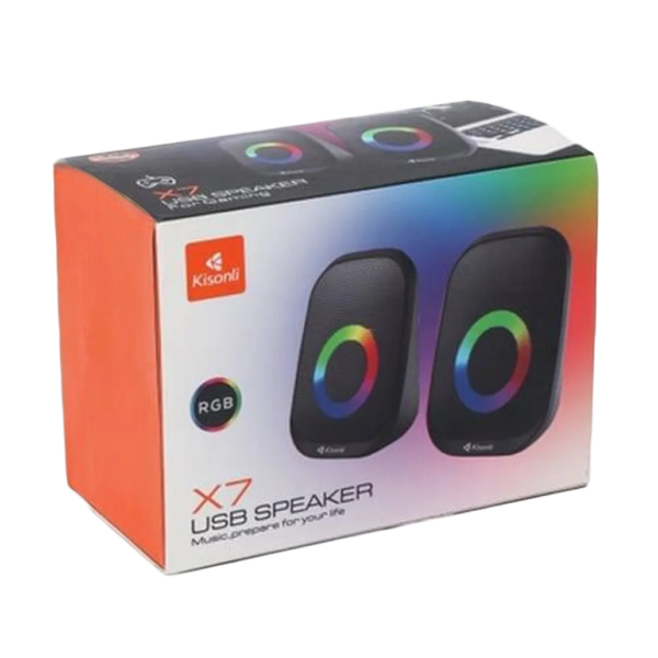 Компьютерные колонки Kisonli X7 RGB colorful light Черный