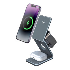 Беспроводное Зарядное Устройство 3in1 Magnetic Wireless 15W Черный
