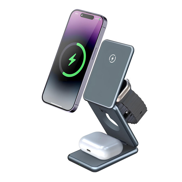 Беспроводное Зарядное Устройство 3in1 Magnetic Wireless 15W Черный
