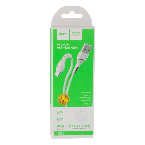 Кабель USB Hoco X37 Cool Power Charging Type-C Бiлий