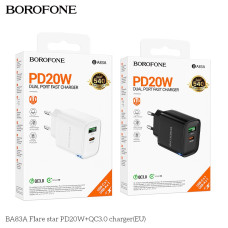 Сетевое Зарядное Устройство Borofone BA83A 1USB-C/1USB PD/QC 20W Белый