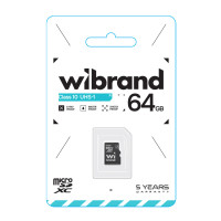 Карта Пам'яті Wibrand MicroSDHC 64gb UHS-1 10 Class Чорний