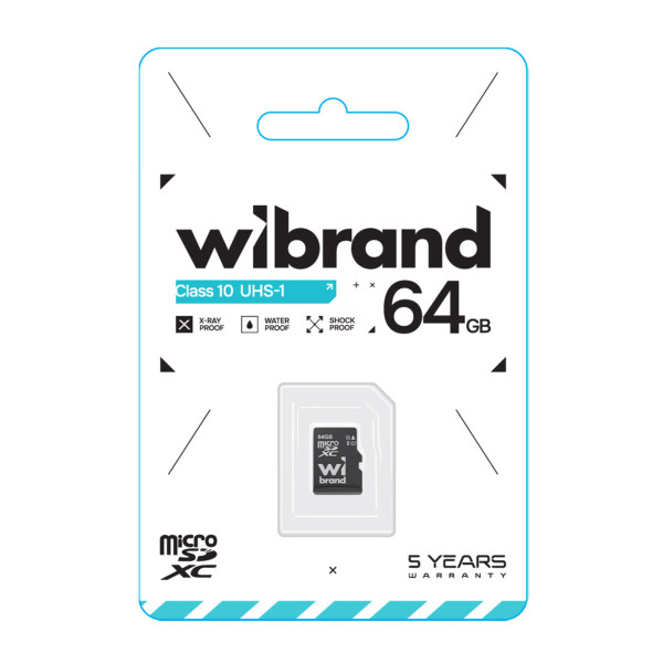 Карта Пам'яті Wibrand MicroSDHC 64gb UHS-1 10 Class Чорний