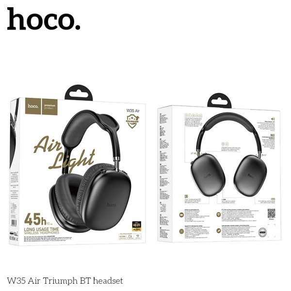 Блютуз Стерео Гарнитура Hoco W35 Air Мятая упаковка Стальной